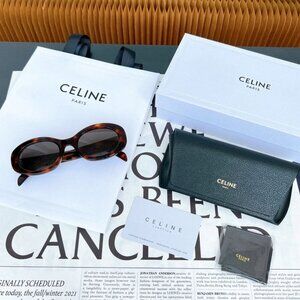 Celine Women CL40194U Triomphe Oval Sunglasses Brown Frame / Gray Lens